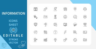 Bilgi Satırı Simgeleri Ayarlandı. İletişim, Veri, Teknoloji, Web Sitesi, Uygulama, Arayüz ve daha fazlası. Çizgi Vektör Simgesi Çizgisel Tarzında. Düzenlenebilir Vuruş. Vektör İllüstrasyonu.