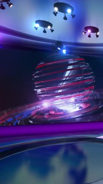 Global News Sanal Stüdyo Arkaplanı 4K Döngü Dikey Videosu