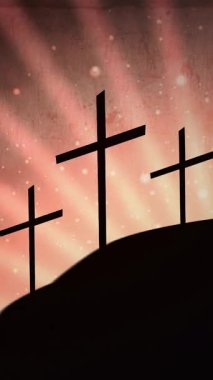 Üç Haç Güneş Işığı Sonsuz Yaşam 4K Döngü Dikey Video Yayını