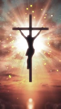 Çarmıha gerilme Günışığı Parçacığı Bokeh Sonsuz Yaşam 4K Döngüsü Dikey Video