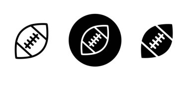 Amerikan futbolunun ince çizgi ikonu gösteri topu, kask, touchdown, spor sahası ve rekabetçi takım oyunu Vector.