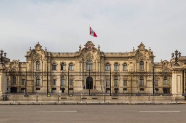Lima, Peru - 22 Şubat 2025: Lima Meydanı Hükümet Sarayı