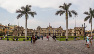 Lima, Peru - 22 Şubat 2025: Lima Meydanı Hükümet Sarayı