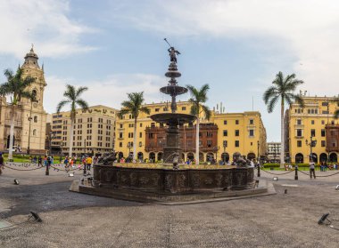 Lima, Peru - 22 Şubat 2025 Lima Meydanı Çeşmesi
