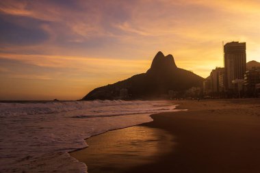 Günbatımı Leblon Sahili, Ipanema Rio de Janeiro, Brezilya