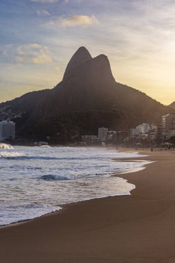Günbatımı Leblon Sahili, Ipanema Rio de Janeiro, Brezilya