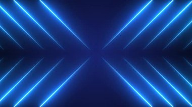 mavi neon çizgileri arkaplan, 3 boyutlu oluşturma.