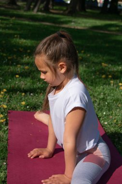 Düşünceli genç kız güneşli çimenli bir alanda kestane rengi bir hasırın üzerinde oturuyor. Bir an dinlenir, odaklanır ve doğayla bağlantı kurar. Refah ve dikkatli hareket temaları için ideal