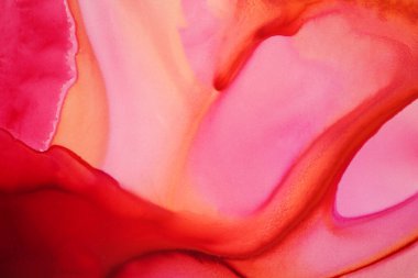 Moda el boyası, soyut suluboya baskısı. Eşsiz modern duvar sanatı. Floresan efektli sıvı pembe renkli resim. Moda tasarımı, iç mimari ve tekstil için canlı sanat eserleri..