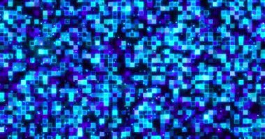 Soyut Mavi Piksel Veri Blokları Küp Dalga Arkaplanı. 4K Fütürist AI Büyük Veri Pikseli LED Dijital Şebeke Mozaiği. İnce Geometrik Küçük Pixel Blink. Teknoloji Motion Design Arkaplanlarına İlham Verdi.