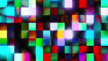 Soyut Döngü Çok Renkli Hologram LED Neon Işıklı Animasyon. 4K Zarif Kareler Animasyonsuz Döngüyü Engelliyor. Retro Stili Piksel Meydanı Mozaik Işıkları Engelliyor VJ Döngü Arkaplanı