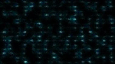 Fütürist soyut veri aktarım teknolojisi mavi noktalar dikişsiz döngü 4K. Fütürist dijital akım siber veri parçacıkları ışık dalgaları arka planı. Dijital teknoloji Al büyük veri döngüsü arkaplanı.