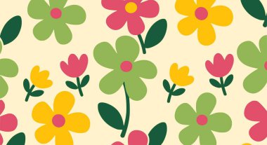Çizgi film vektörü çiçek arkaplan duvar kağıdı şirin bir temada