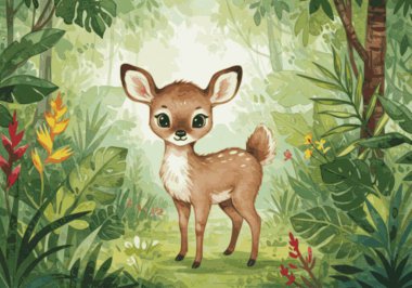 Beyaz arkaplan çiziminde şirin bir hayvan.