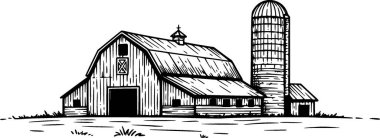Ahırın siyah beyaz çizgi film tarzı