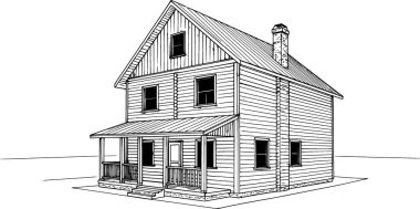 Vector büyük konak ve villa taslağı ve çizim