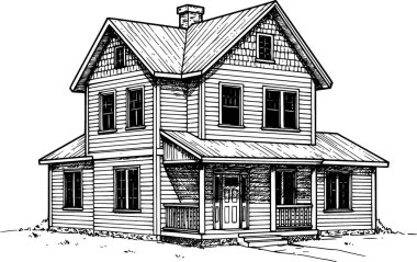 Vector büyük konak ve villa taslağı ve çizim