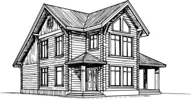Vector büyük konak ve villa taslağı ve çizim