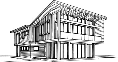 Vector büyük konak ve villa taslağı ve çizim