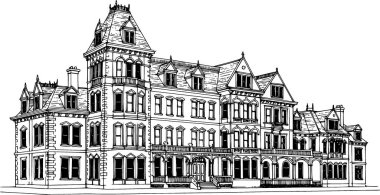 Vector büyük konak ve villa taslağı ve çizim