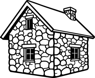 Bir karikatür köy ikonunun vektör çizimi