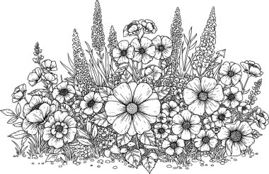 Bir çiçek bahçesinin vektör çizimi 