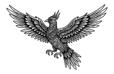 Desenli bir kuşun vektör illüstrasyon sanatı