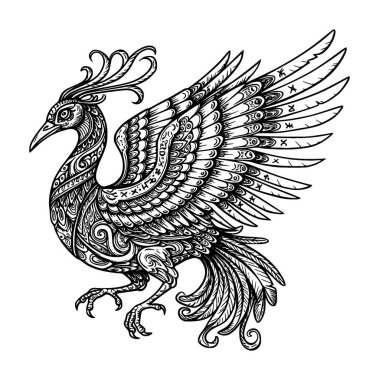 Desenli bir kuşun vektör illüstrasyon sanatı