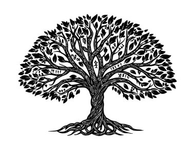 Vektör karmaşık kalıplar, sihirli ağaç ve bitki tasarımı ana hatları 