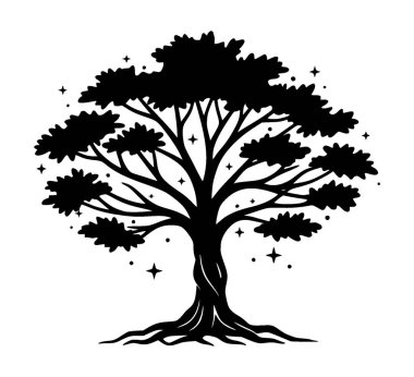 Vektör karmaşık kalıplar, sihirli ağaç ve bitki tasarımı ana hatları 