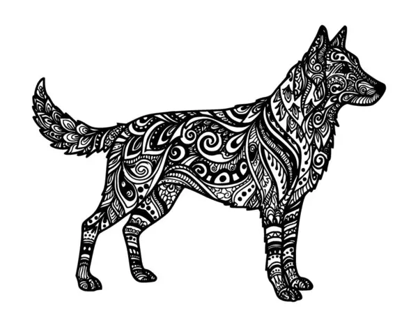 Vektör karmaşık kalıplar, köpek tasarımı ana hatları