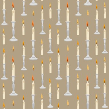 Mumlarla elle çizilmiş, pürüzsüz bir desen. Vektör çizimi. Tekstil, arkaplan, duvar kağıdı, ağ, ambalaj kağıdı