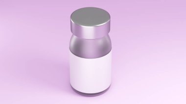 3 boyutlu bir kozmetik şişesi, reklam ve ürün için boş bir alan. asgari tasarım