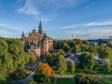 Stockholm, Sweeden 'deki Curgarden adasında yer alan Nordiska müzesinin mimarisi.