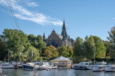 Stockholm, Sweeden 'deki Curgarden adasında yer alan Nordiska müzesinin mimarisi.