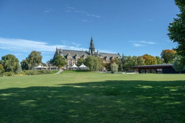 Stockholm, Sweeden 'deki Curgarden adasında yer alan Nordiska müzesinin mimarisi.