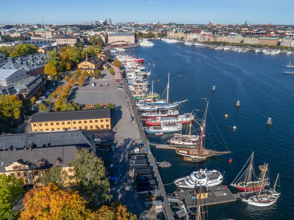 Belle Barche Veduta Aerea Barche Colorate Stoccolma Svezia Estate Mare — Foto Stock