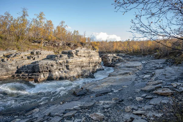 Hösten Abisko Kanjon Abiskojakka Nationalpark Norrbottens Norrbottens Lappland Landskap — Stockfoto