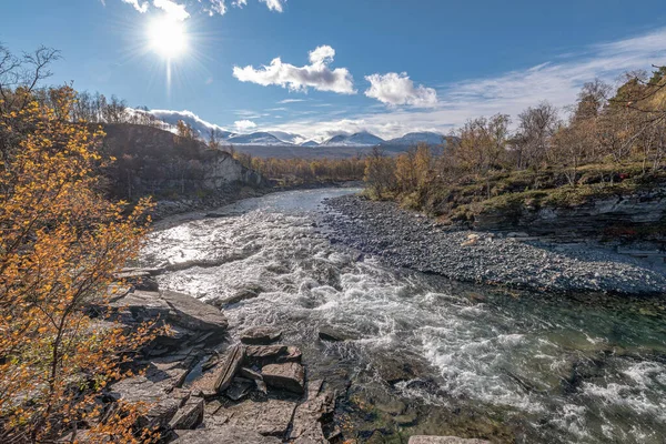 Autum Abisko Canyon River Abiskojakka National Park Norrbottens Norrbottens Lapland — 图库照片