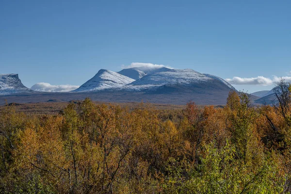 Temporada Otoño Abisko Con Montañas Fondo Abisko Laponia Sueca Suecia — Foto de Stock