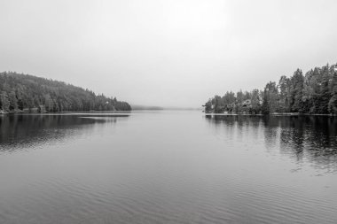 Dalsland İsveç 'teki Ragnerudssjoen Gölü. Güzel doğa ormanları..