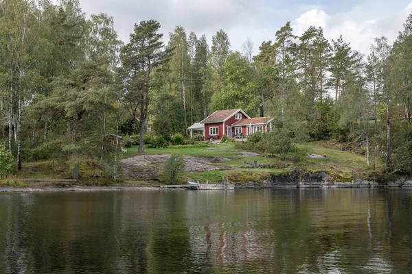 Lake Ragnerudssjoen Dalsland Sweden Beautiful Nature Forest Pinetree Swedish Houses — Stock Photo, Image