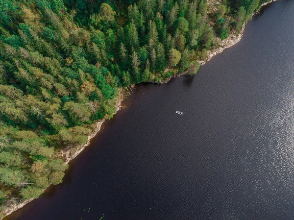 Imágenes Aéreas Pareja Kayak Paseo Barco Por Lago Ragnerudssjoen Dalsland —  Fotos de Stock