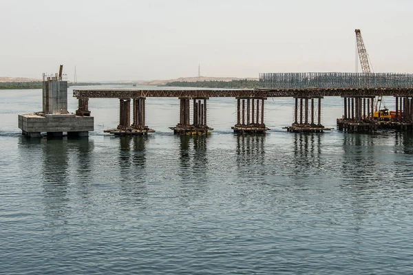 Κατασκευή Νέας Γέφυρας Ποταμού Νείλου Μετά Λούξορ Προς Την Κατεύθυνση — Φωτογραφία Αρχείου