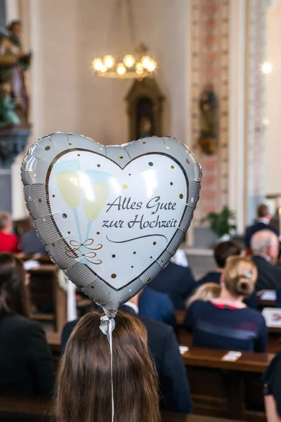 Romantická Svatba Symboly Milují Balónek Text Němčině Říká Vše Nejlepší — Stock fotografie