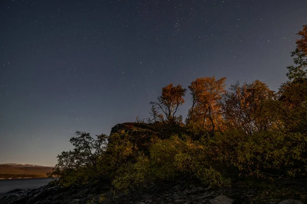 Himmelspanorama Mit Sternen Nächtliches Phänomen Lappland Skandinavien — Stockfoto