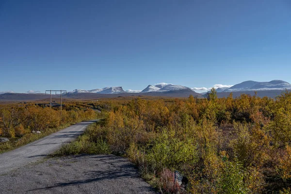 Herbstsaison Abisko Mit Bergen Hintergrund Abisko Schwedisch Lappland Schweden — Stockfoto