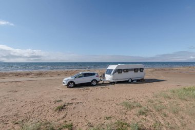 Karavan Campig Melbystrand yakınlarındaki güzel kumsal kumsalları. Laholm İsveç açıkhava yaşam tarzı..