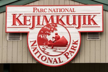 Nova Scotia Canada 19.09.2017 Kano gezisi sabah sisi ile Kejimkujik Ulusal Parkı 'nda Nehir Adaları' nda