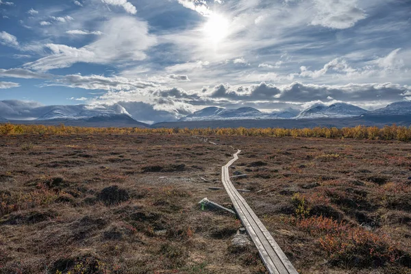 Solig Höst Höst Utsikt Över Kungsleden Vandringsled Abisko Nationalpark Kiruna — Stockfoto